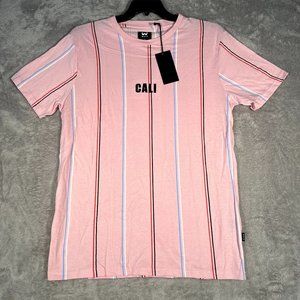WXYZ Cali Shirt Men's Large Pink Striped Short Sleeve Shirt NEW